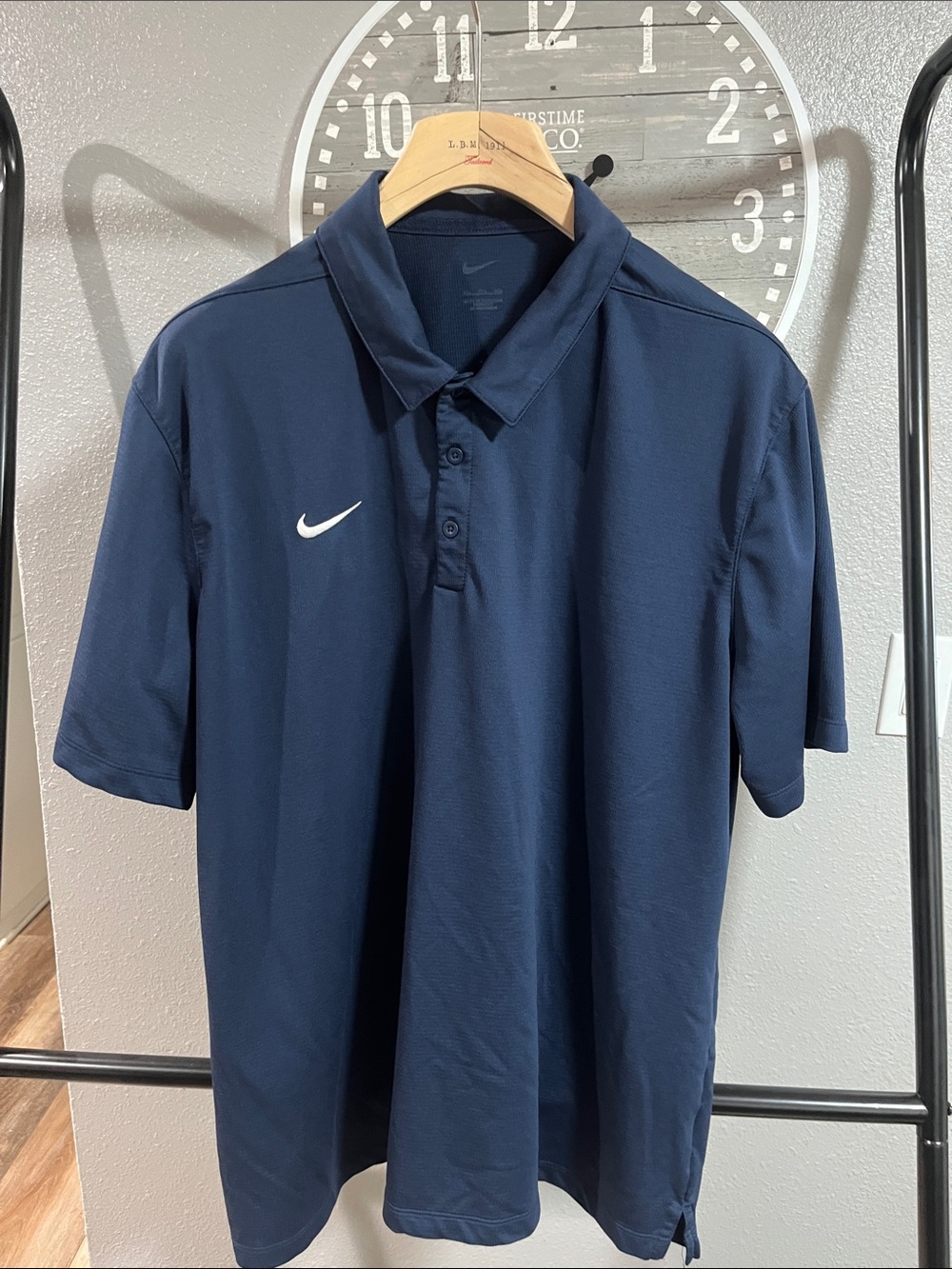 Nike Navy Blue Short-Sleeve Polo with White Swoosh